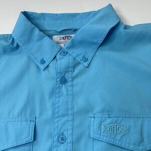 Aftco Shirt Mens Extra Large Tech Woven Fishing Vented Lightweight Button Up